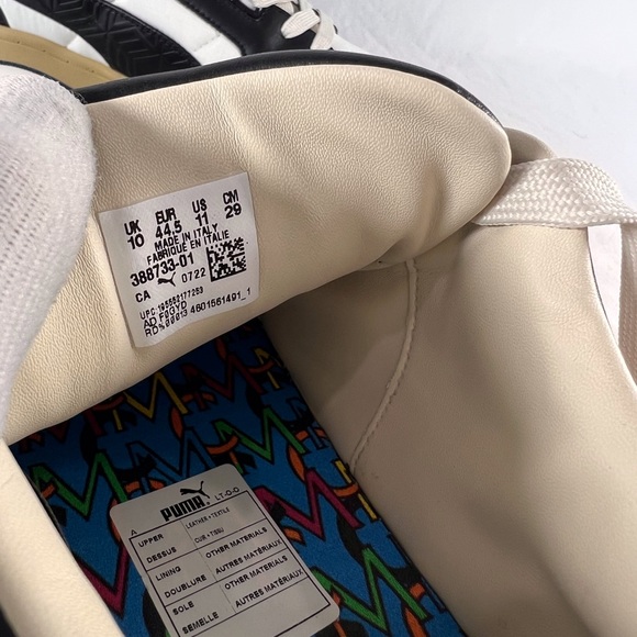 PUMA X MCM Slipstreram Low Court Black & White Leather Sneakers Made in Italy - Picture 14 of 17